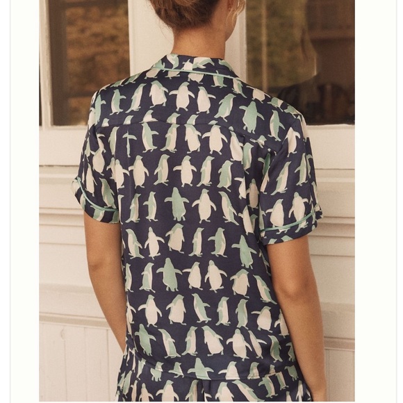 By Anthropologie Silky Patterned Pajama Shorts and Top Set. MSRP $116. Size M - Picture 7 of 17